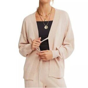 NEW Free People Solar Sweater Women L Tie Front Neutral Simple Chic Contemporary
